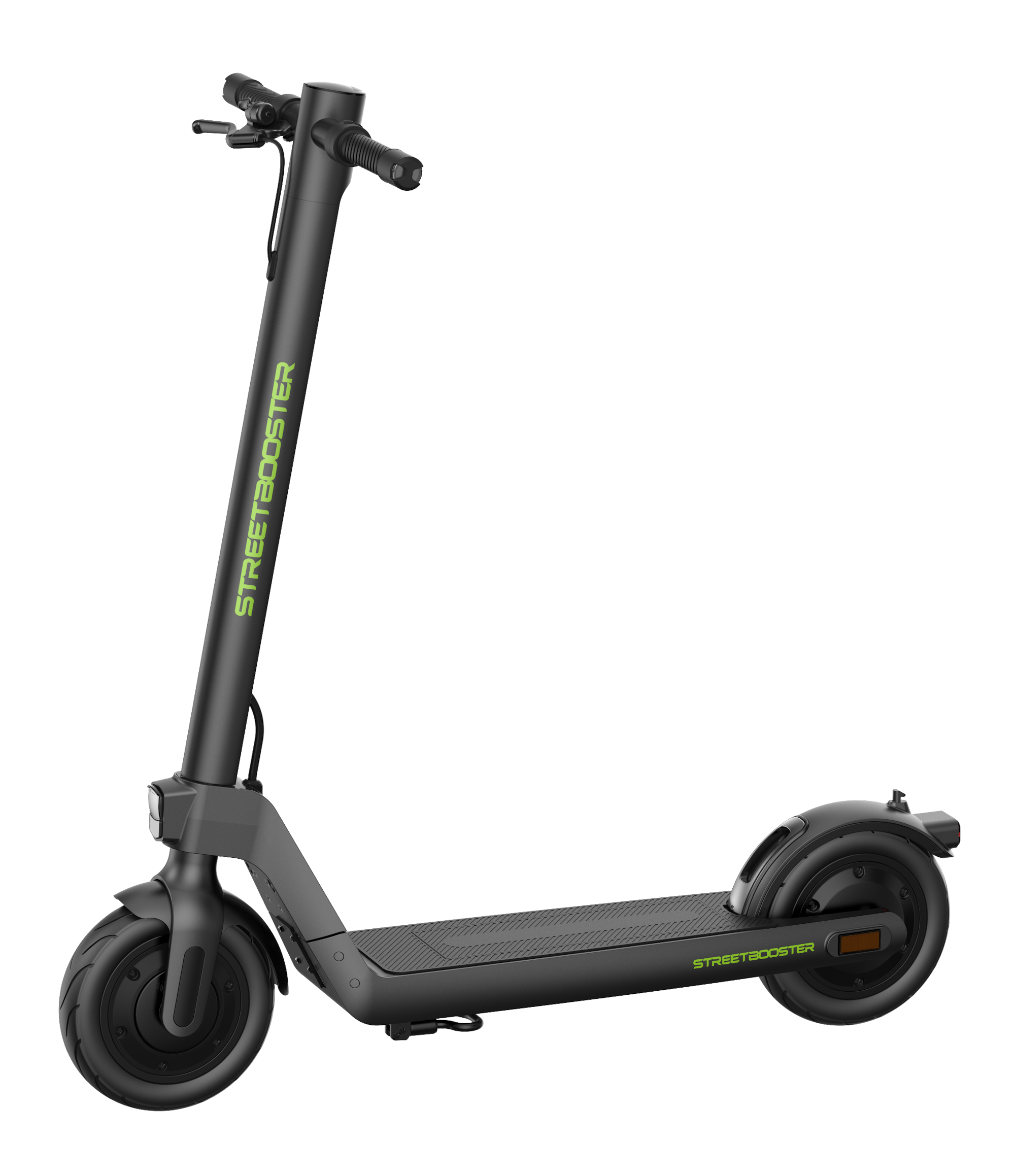 Schwarzer STREETBOOSTER Sirius E-Scooter in seitlicher Ansicht